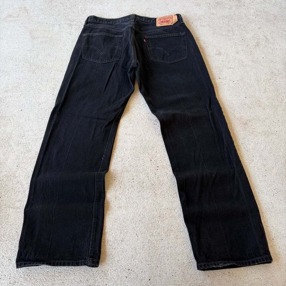 Levi's 501 Original Fit Black Denim Button Fly Jeans Men's 36x32 2000s